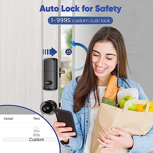 Front Door Lock Set, ADIUIVE Fingerprint Keyless Entry Door Lock with Handle, Smart Locks for Front Door, Electronic Keypad Door Lock Work with App Control Auto Lock（Keypad+Fingerprint+Key+IC+APP）