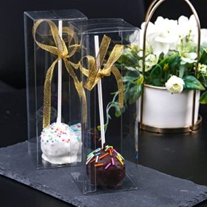 XP-ART 30 Pcs Clear Macaron Boxes for 6, 2 x 2 x 6 Inch Plastic Gift Boxes For Party Favors Candy Chocolate Cookie Strawberry Boxes for Wedding