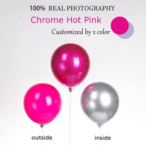 Kozee Chrome Hot Pink Double-Stuffed Balloons different sizes 50pcs10 inch Metallic magenta balloon For barbie theme decorations Wedding engagement Birde to be baby shower