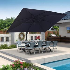 purple leaf 10' x 13' patio umbrella outdoor cantilever rectangle umbrella aluminum offset umbrella with 360-degree rotation for garden deck pool patio, grey