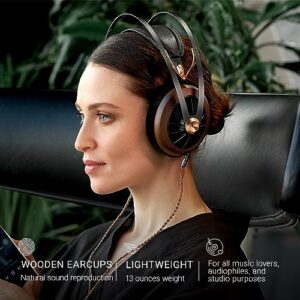 MEZE AUDIO 109 Pro | Wired Wooden Open-Back Headset for Audiophiles | Over-Ear Headphones with Self Adjustable Headband