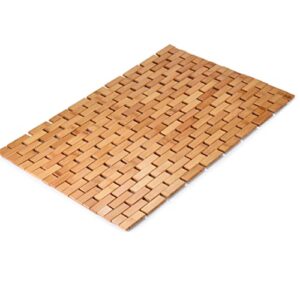 bamodi bathroom bamboo floor mat - wooden bath rug - natural wood accessories for spa, bathtub, kitchen, pool, beach area - mats for inside shower
