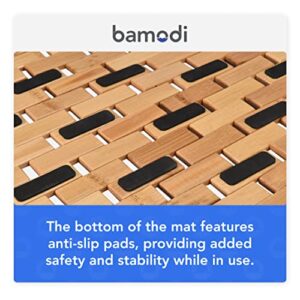 Bamodi Bathroom Bamboo Floor Mat - Wooden Bath Rug - Natural Wood Accessories for Spa, Bathtub, Kitchen, Pool, Beach Area - Mats for Inside Shower