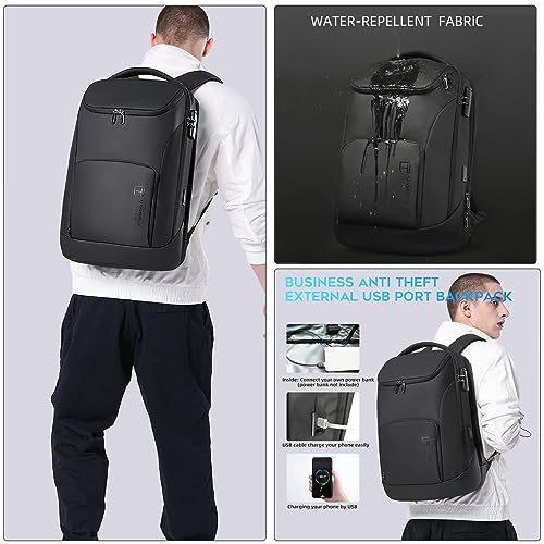 TANGCORLE Business Laptop Backpack Anti Theft Backpacks with Lock Fit 17.3 inch Laptop USB Charing Port Water Resistant Casual Daypack for Men & Women…