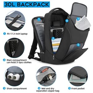 TANGCORLE Business Laptop Backpack Anti Theft Backpacks with Lock Fit 17.3 inch Laptop USB Charing Port Water Resistant Casual Daypack for Men & Women…