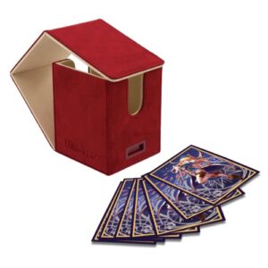 ultra pro - vivid alcove flip deck box (red) - protect and store up to 100 double sleeves standard size cards, perfect for sports cards, gaming cards & collectible trading cards