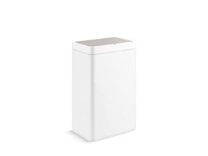 kohler 23825-stw 13-gallon sensorcan, kitchen trash can with sensor-activated lid, touchless trash can with quiet close lid, stainless steel and white