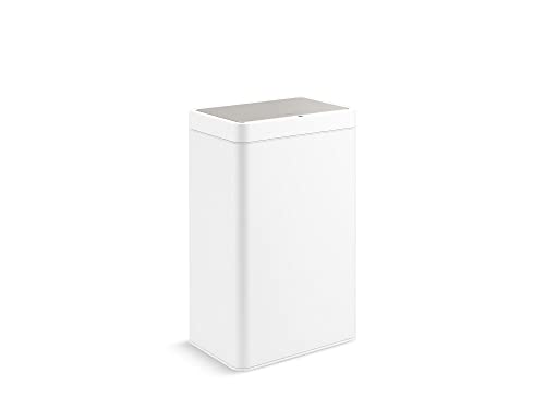 KOHLER 23825-STW 13-Gallon SensorCan, Kitchen Trash Can with Sensor-Activated Lid, Touchless Trash Can with Quiet Close Lid, Stainless Steel and White