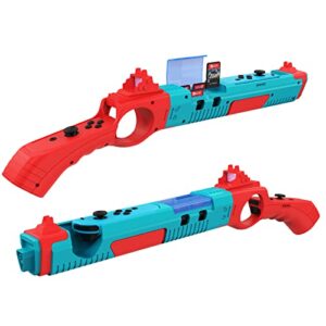 codogoy shooting game gun controller compatible with switch/switch oled joy-con, hand grip motion controller for nintendo switch shooter hunting games (red+blue)