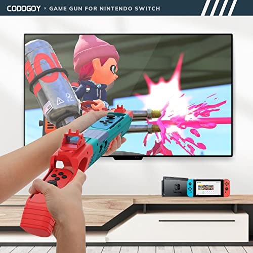 CODOGOY Shooting Game Gun Controller Compatible with Switch/Switch OLED Joy-Con, Hand Grip Motion Controller for Nintendo Switch Shooter Hunting Games (Red+Blue)
