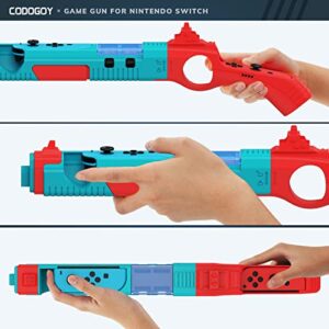 CODOGOY Shooting Game Gun Controller Compatible with Switch/Switch OLED Joy-Con, Hand Grip Motion Controller for Nintendo Switch Shooter Hunting Games (Red+Blue)