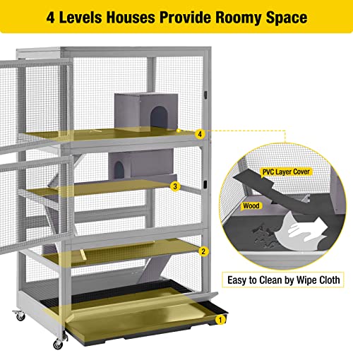 Deluxe Chinchilla Cage Critter Nation, Homes for Pets Small Animal Cage for Adult Rats, Rolling Ferret Habitat Indoor-4 Levels