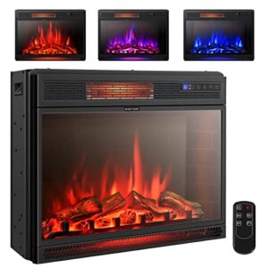28 inch electric fireplace with led realistic flame effect, small fireplace insert with remote 0.5h to 6h timer safety overheat protection, fireplace heater for living room home office, 1350w/900w