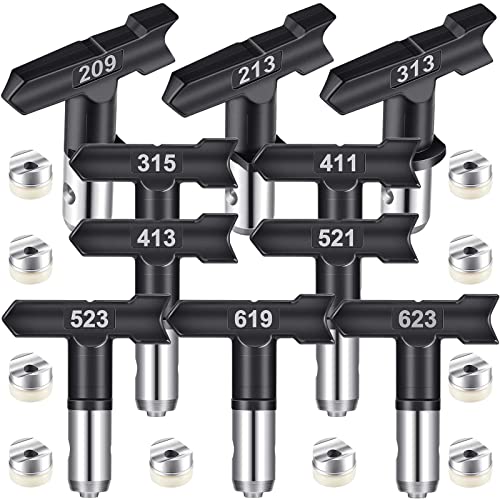 Spray Tips Reversible Spray Tip Airless Spray Nozzles for Airless Paint Spray Guns and Airless Sprayer Spraying Machine (209, 213, 313, 315, 411, 413, 521, 523, 619, 623, 10 Pieces)