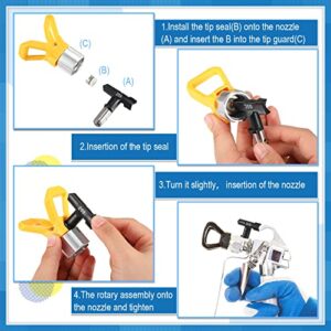 Spray Tips Reversible Spray Tip Airless Spray Nozzles for Airless Paint Spray Guns and Airless Sprayer Spraying Machine (209, 213, 313, 315, 411, 413, 521, 523, 619, 623, 10 Pieces)