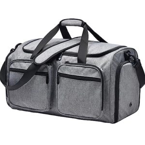 duffle bag for men travel, large duffle bag women travel with shoe compartment carry on duffel bag waterproof 22 inch 50l grey