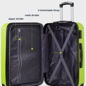 3 Piece Luggage Set Expandable (Only 24" & 28"), Hard Suitcase Set with Spinner Wheels and TSA Lock, Travel Luggage Set (Green Lime)