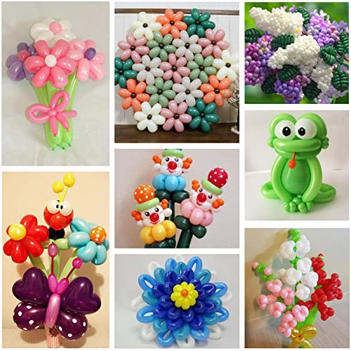 RUBFAC 150pcs 260 Long Balloons 20 Colors Animals Balloons with Pump, Premium Magic Twisting Balloons for Birthday Carnival Weddings Party Decorations