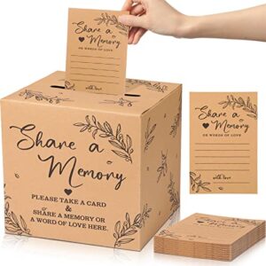 50 Pcs Share a Memory Cards for Collections of Life, Memory Cards Box Guest Card Ideas for Funeral Graduation Wedding Bridal Shower Birthday Anniversary Retirement (Kraft Color)