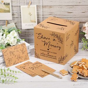 50 Pcs Share a Memory Cards for Collections of Life, Memory Cards Box Guest Card Ideas for Funeral Graduation Wedding Bridal Shower Birthday Anniversary Retirement (Kraft Color)