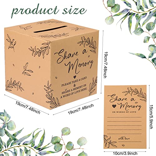 50 Pcs Share a Memory Cards for Collections of Life, Memory Cards Box Guest Card Ideas for Funeral Graduation Wedding Bridal Shower Birthday Anniversary Retirement (Kraft Color)