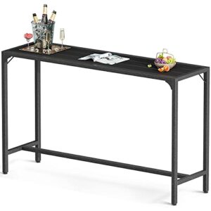 odk outdoor bar table, 55” patio bar height table, tall bar counter pub dining table with weather resistant waterproof top for hot tub, garden, yard, balcony, poolside, indoor (black)