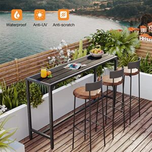 ODK Outdoor Bar Table, 55” Patio Bar Height Table, Tall Bar Counter Pub Dining Table with Weather Resistant Waterproof Top for Hot Tub, Garden, Yard, Balcony, Poolside, Indoor (Black)