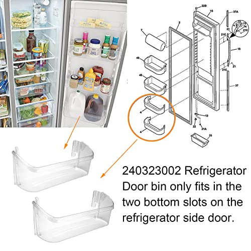 240323002 Refrigerator Door Bin Shelf Compatible with Frigidaire, Replacement Part AP2115742 PS429725 Clear Refrigerator Side Bottom Shelf (2 Pack)