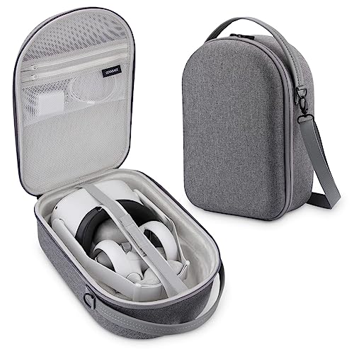 Carrying Case Compatible with Quest 2 - Sonicgrace for Quest 2 Carry Case Hard Shell Shockproof Travel VR Quest 2 Case for Storage Official Elite-Strap, Controllers, Battery and Accessories