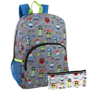 Trail maker Boys Backpack and Pencil Case Set for Kindergarten, Elementary School, 17 Inch Kids Backpack with Side Pockets (Spirited Sports Fans)