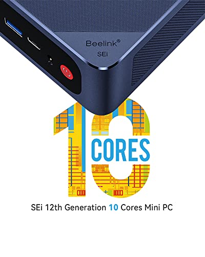 Beelink SEi12 Mini PC, Intel 12th Gen i5-1235U (up to 4.4GHz) 10C/12T, Mini Computer 32GB DDR4 RAM 500GB NVMe SSD, Desktop Computer Supports 55W/HDMI&DP/4K 60Hz/WiFi6/BT5.2/Extended HDD & SSD
