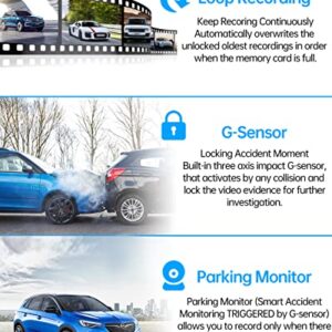 1080P Mirror Dash Cam 4.3in Touch Screen, Front and Dash Waterproof Backup Camera Rear View Camera, Parking Assistance, Loop Recording, G-Sensor, Monitor, Free 64GB Memory Card