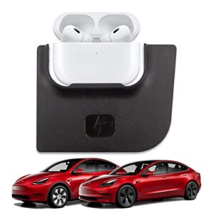 hambear airpods mount for tesla model 3 model y 2021-2023 wireless charging pad car center console, compatible with airpods 2 3 generation, airpods pro 1&2, other wireless charging earphones case