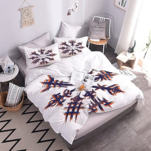 Quilt Cover Twin Size Runes, Symbols 3D Bedding Sets Viking, Nordic Duvet Cover Breathable Hypoallergenic Stain Wrinkle Resistant Microfiber with Zipper Closure,beding Set with 2 Pillowcase