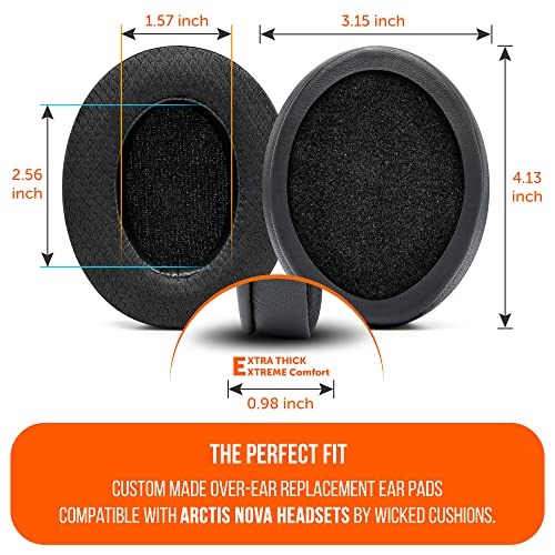 WC Freeze for Arctis Nova - Hybrid Fabric Cooling Gel Replacement Earpads for Arctis Nova Pro Wired, Nova 7, 3, 1 - Made by Wicked Cushions (Does Not Fit Nova Pro Wireless) | Black