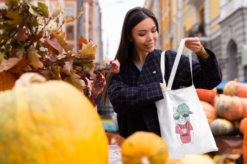 Cute Canvas Tote Bag for Women - Cat Gifts for Cat Lovers - Book Tote Bag - Cat Tote Bag with Music Theme - Reusable Shopping Bags for Grocery Utility Teacher (Music Cat)