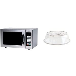 panasonic countertop commercial microwave oven with 10 programmable memory and touch screen control, 1000w of cooking power - ne-1054f - 0.8 cu. ft (stainless steel) & nordic ware deluxe plate cover