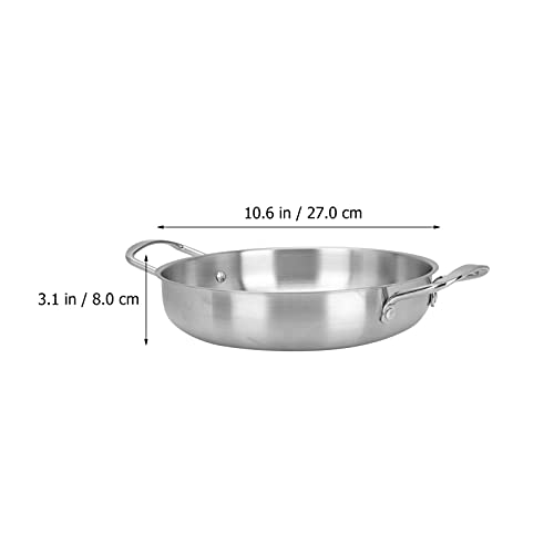 Zerodeko Korean Ramen Noodle Pot Korea Cooking Instant Noodles Pots with Handle Stainless Steel Everyday Pan Stock Pot Chef Pan Kitchen Cookware for Soup Rice Pasta Silver 26CM