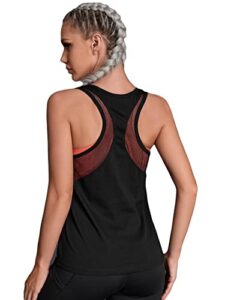 floerns women's mesh insert sleeveless yoga racerback sports tank top black l