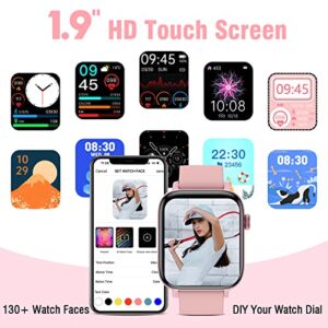 Smart Watch 1.95'' Full Touch Smart Watches for Women Smart Fitness Tracker Watch for Android iOS Phones Compatible with Answer Calls Waterproof Smartwatch with 28 Sport Activity/Sleep/Heart Rate/Step