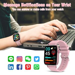 Smart Watch 1.95'' Full Touch Smart Watches for Women Smart Fitness Tracker Watch for Android iOS Phones Compatible with Answer Calls Waterproof Smartwatch with 28 Sport Activity/Sleep/Heart Rate/Step