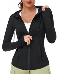 vutru women's full zip up workout hoodie athletic running track jacket