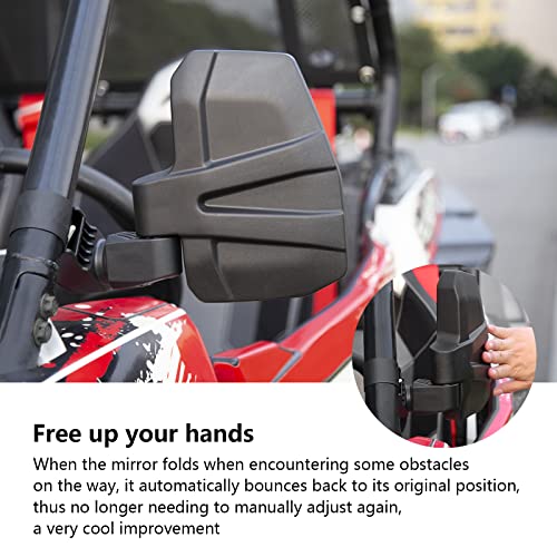 SHEJISI UTV Side Mirrors, You No Longer Need to Adjust by Hand，Innovative Automatic Reset Function, for 1.5"-2.0" Roll Cage, Compatible with Polaris RZR, Can Am Maverick, Honda Pioneer, Kawasaki Mule