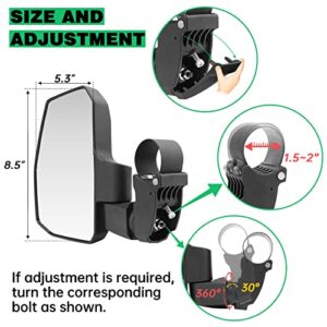 SHEJISI UTV Side Mirrors, You No Longer Need to Adjust by Hand，Innovative Automatic Reset Function, for 1.5"-2.0" Roll Cage, Compatible with Polaris RZR, Can Am Maverick, Honda Pioneer, Kawasaki Mule