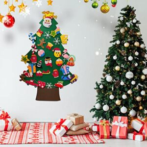 Felt Christmas Tree for Kids Wall -3D DIY Wall Christmas Tree Set with 34 Pieces of Christmas Ornament Decor, Wall Hanging Toddler Christmas Tree Decorations