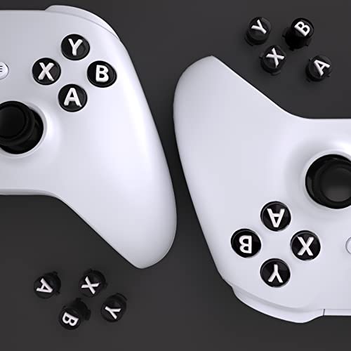eXtremeRate Replacement Custom ABXY Action Buttons for Xbox Series X & S Controller, Three-Tone Black & Clear with White Classic Symbols A B X Y Keys for Xbox One S/X, Elite V1/V2 Controller