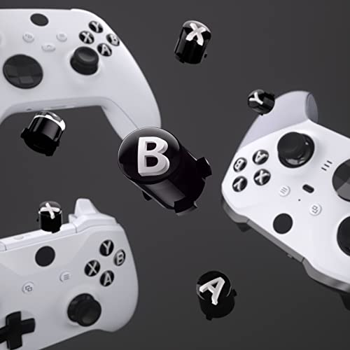 eXtremeRate Replacement Custom ABXY Action Buttons for Xbox Series X & S Controller, Three-Tone Black & Clear with White Classic Symbols A B X Y Keys for Xbox One S/X, Elite V1/V2 Controller