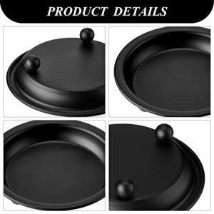 4 Pieces Matte Black Iron Candle Plate Decorative Saucer Style Candle Holder Tray Metal Pedestal Candle Stand for Christmas Table Centerpiece Wedding Party Spa Decoration Pillar Candles 4.13 Inches