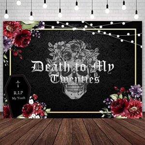 sendy 7x5ft death to my twenties backdrop rip to my 20s birthday photography background burgundy rose gothic skull tombstone thirties birthday party decorations banner photo studio props