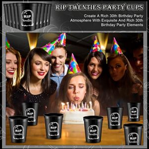 Remerry 24 Pcs Death to My 20s Thick Cup, 16 oz 30th Birthday Party Black Plastic Tumbler Cups, Stadium Cups Rip Twenties 20s Birthday Decorations for Party Supplies